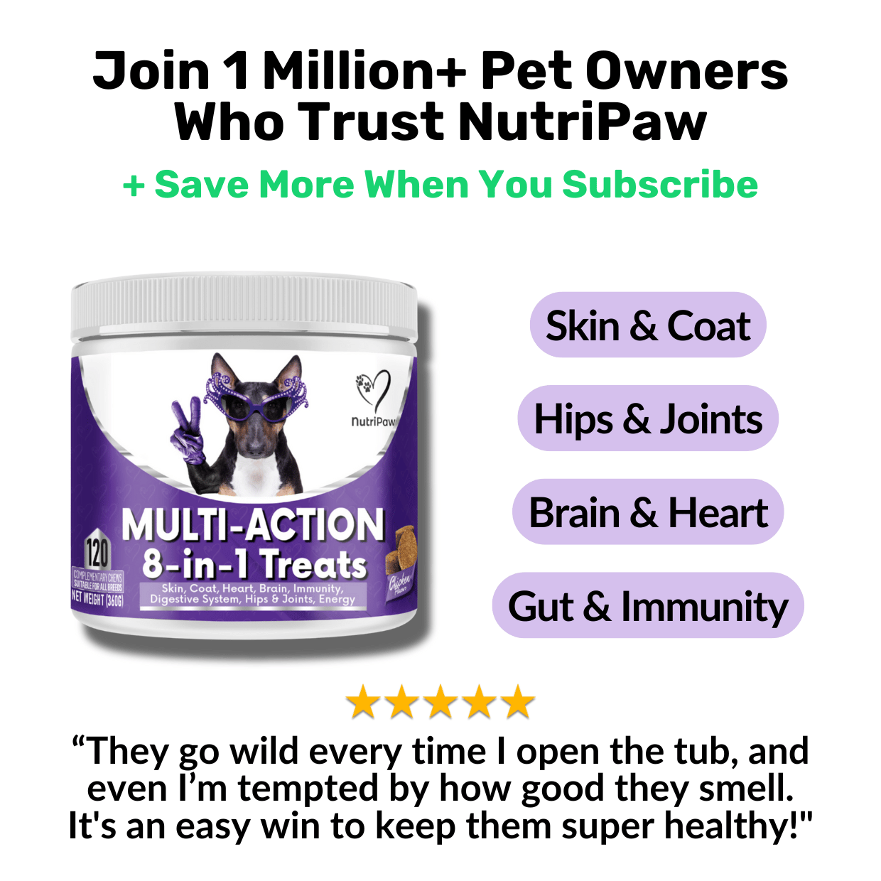120 tasty calming treats for stress, anxiety & fear | 8-in-1 Multi-Action Treats
